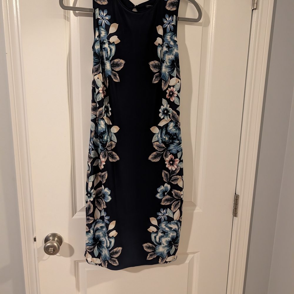 White House Black Market Reversible Navy/Floral Sheath Dress